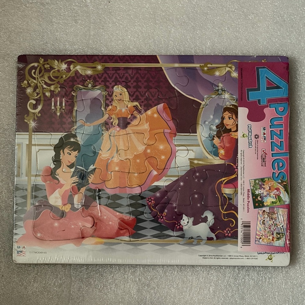 Play Monster Cinderella , Fairys, My Little Pony Puzzle Set with 4 Puzzles NIP